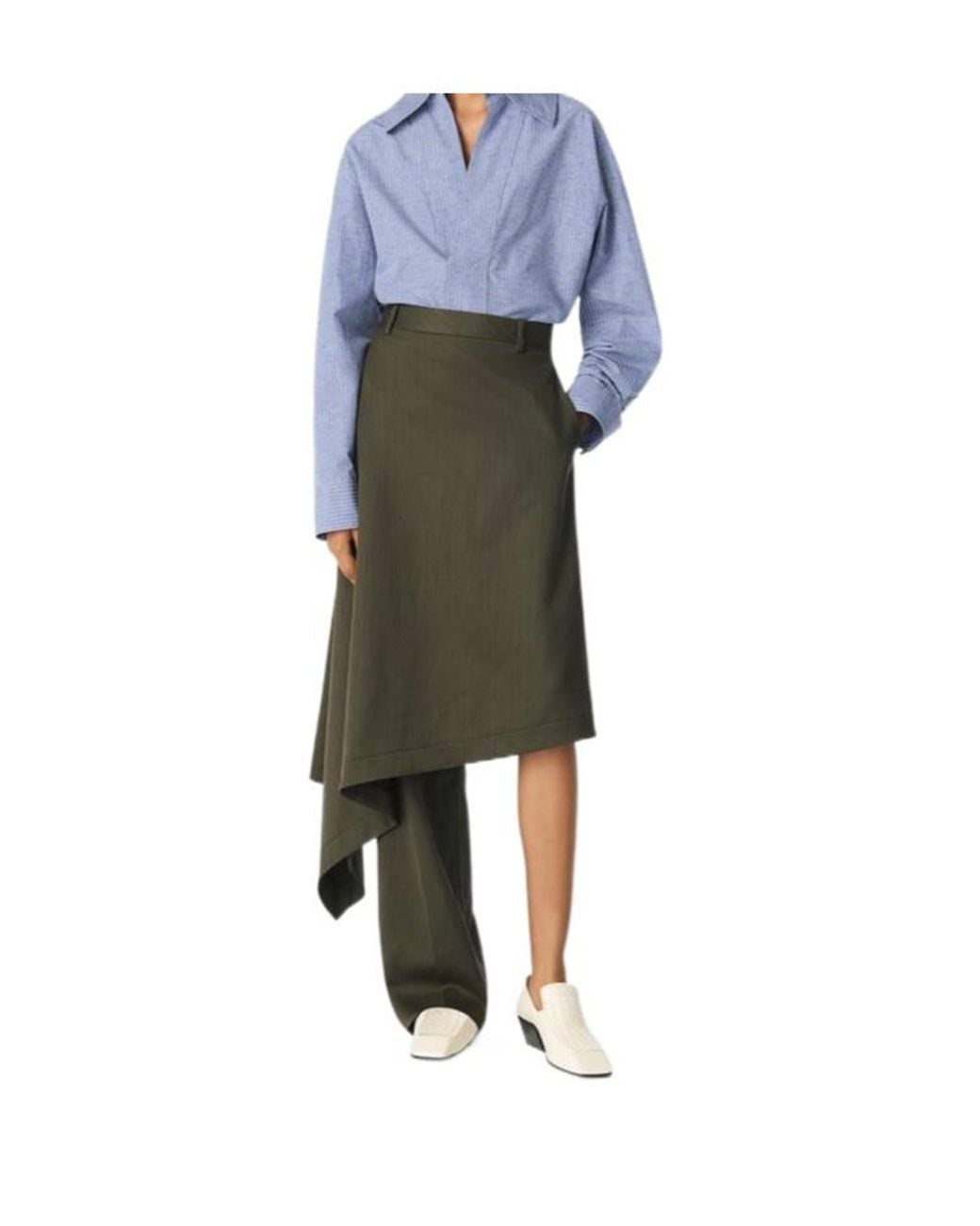 Bottega Veneta Blue Stripe Draped Subtle Skirt