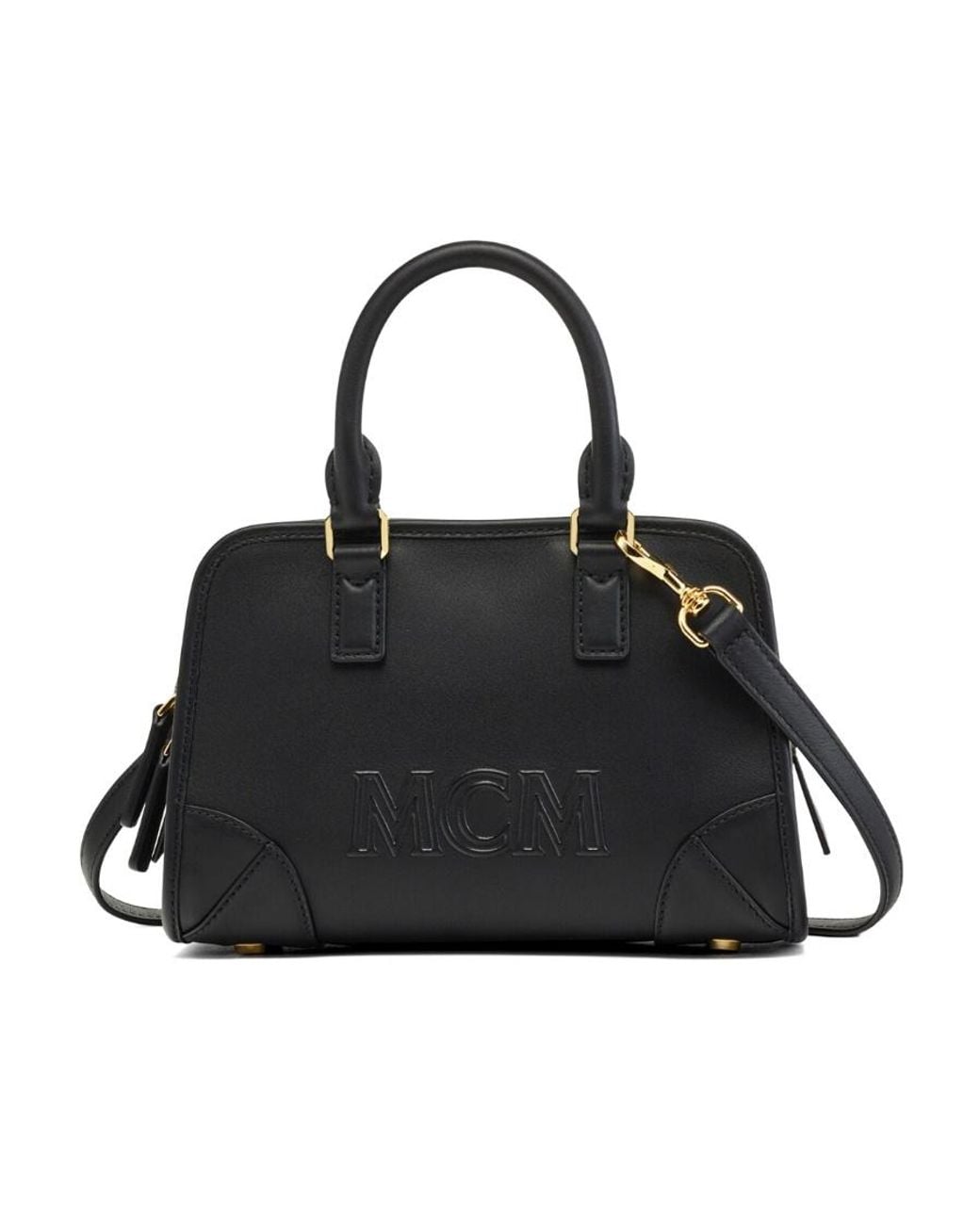 MCM Black Aren Zip-Up Mini Shoulder Bag