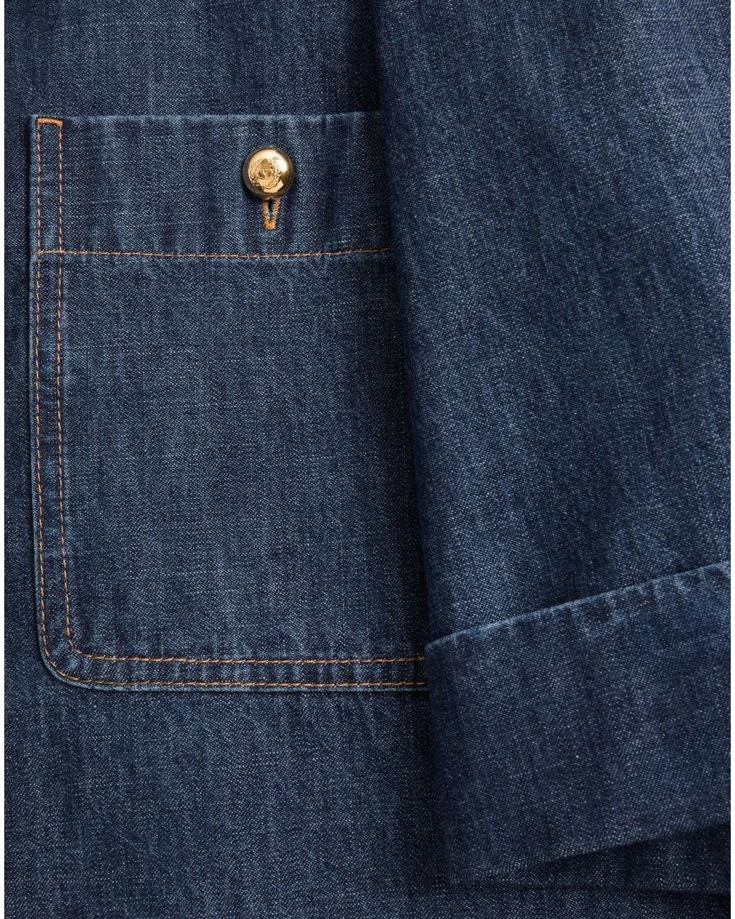 Valentino Blue Collared Short-Sleeve Denim Shirt Dress