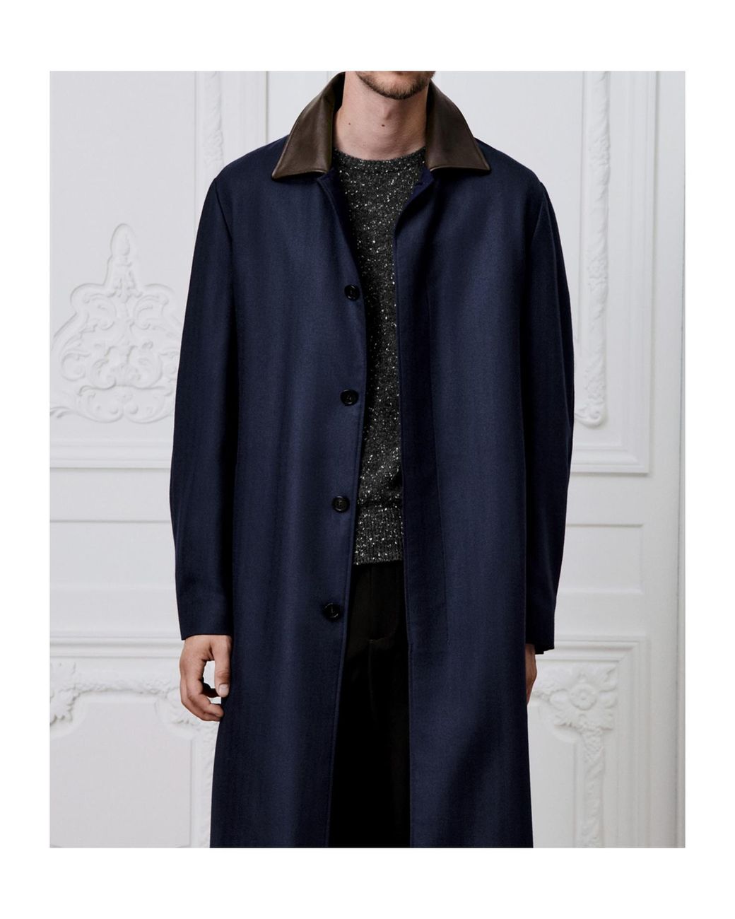 Dior Blue Icons Coat With Leather Collar for men