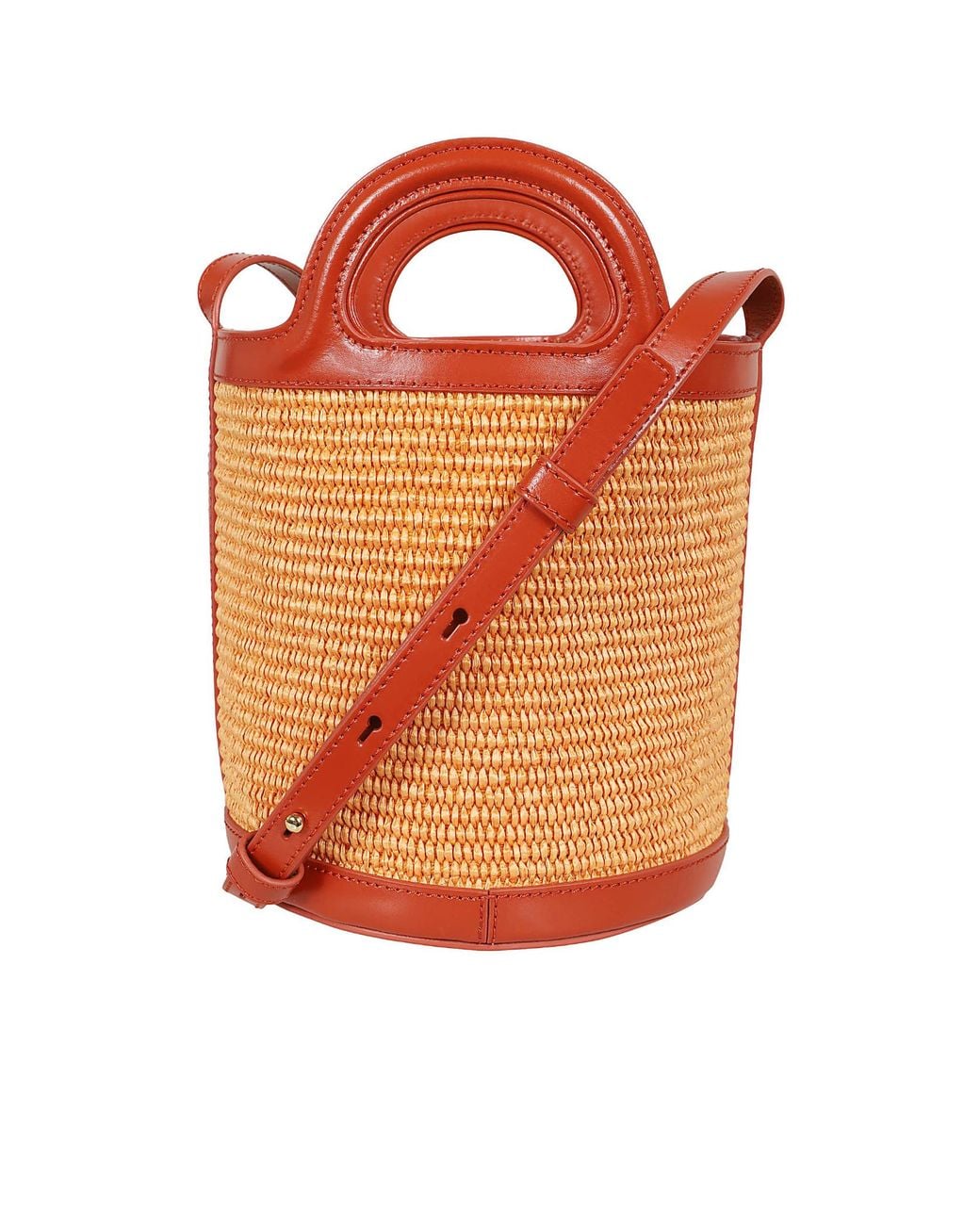Marni Orange Logo Embroidered Bucket Bag