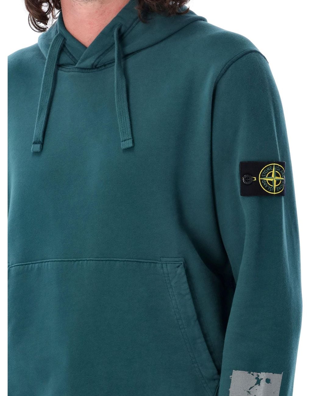 Stone Island Green Compass-Motif Cotton Hoodie for men