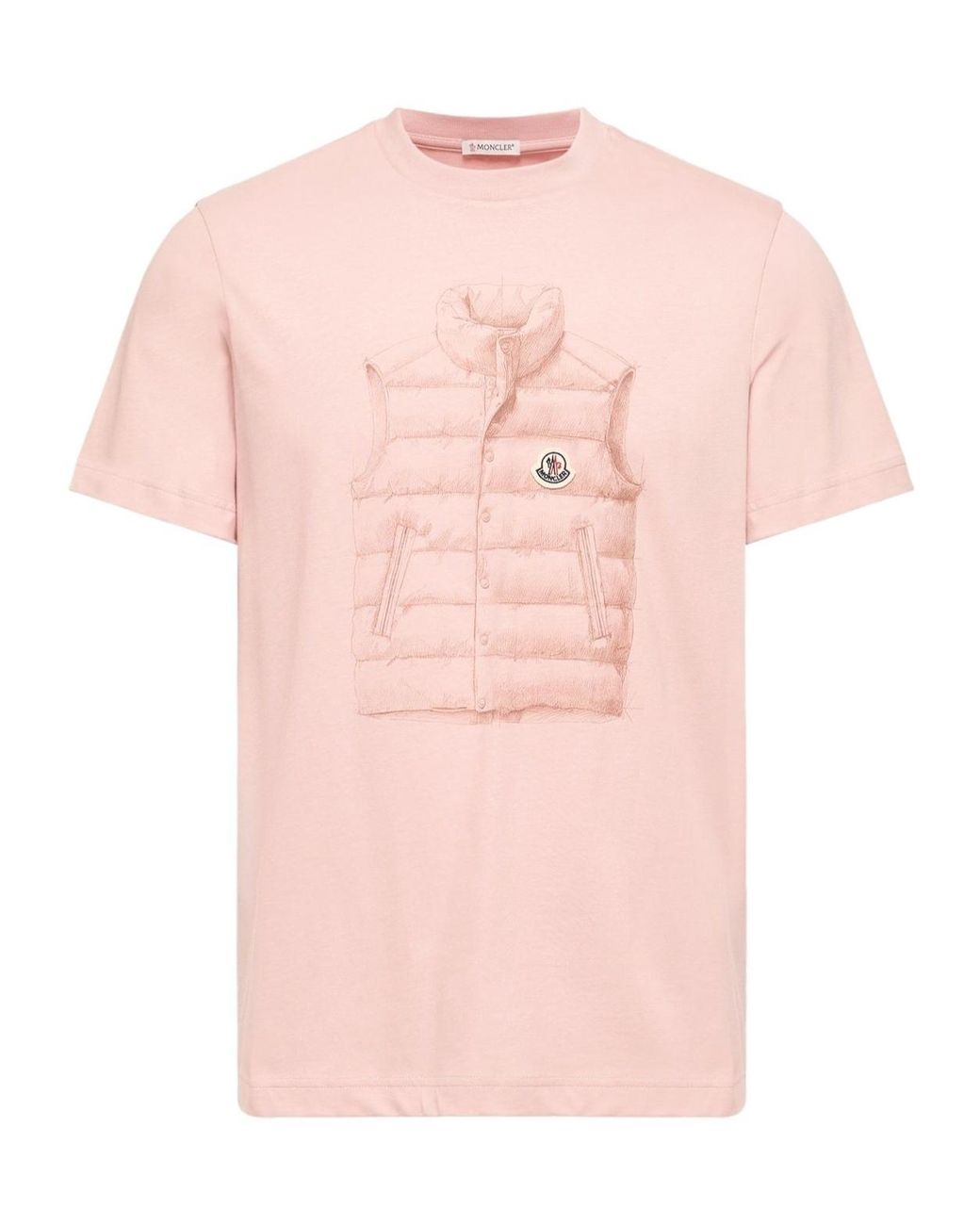 Moncler Pink Padded Gilet Print T-Shirt for men