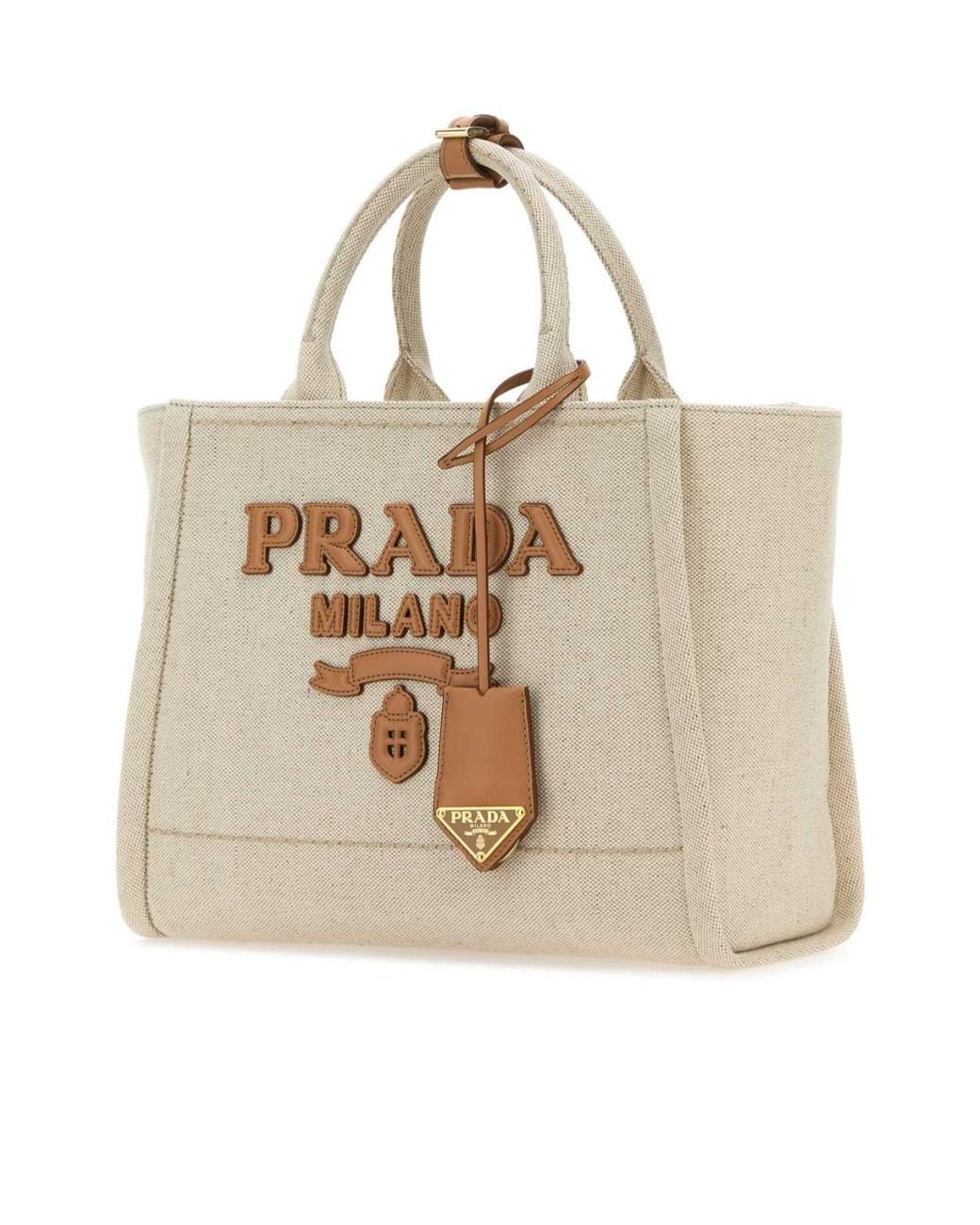 Prada Natural Logo-Detailed Tote Bag