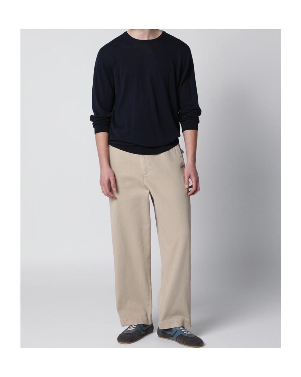 Roberto Collina Blue Cotton Crewneck Sweater for men