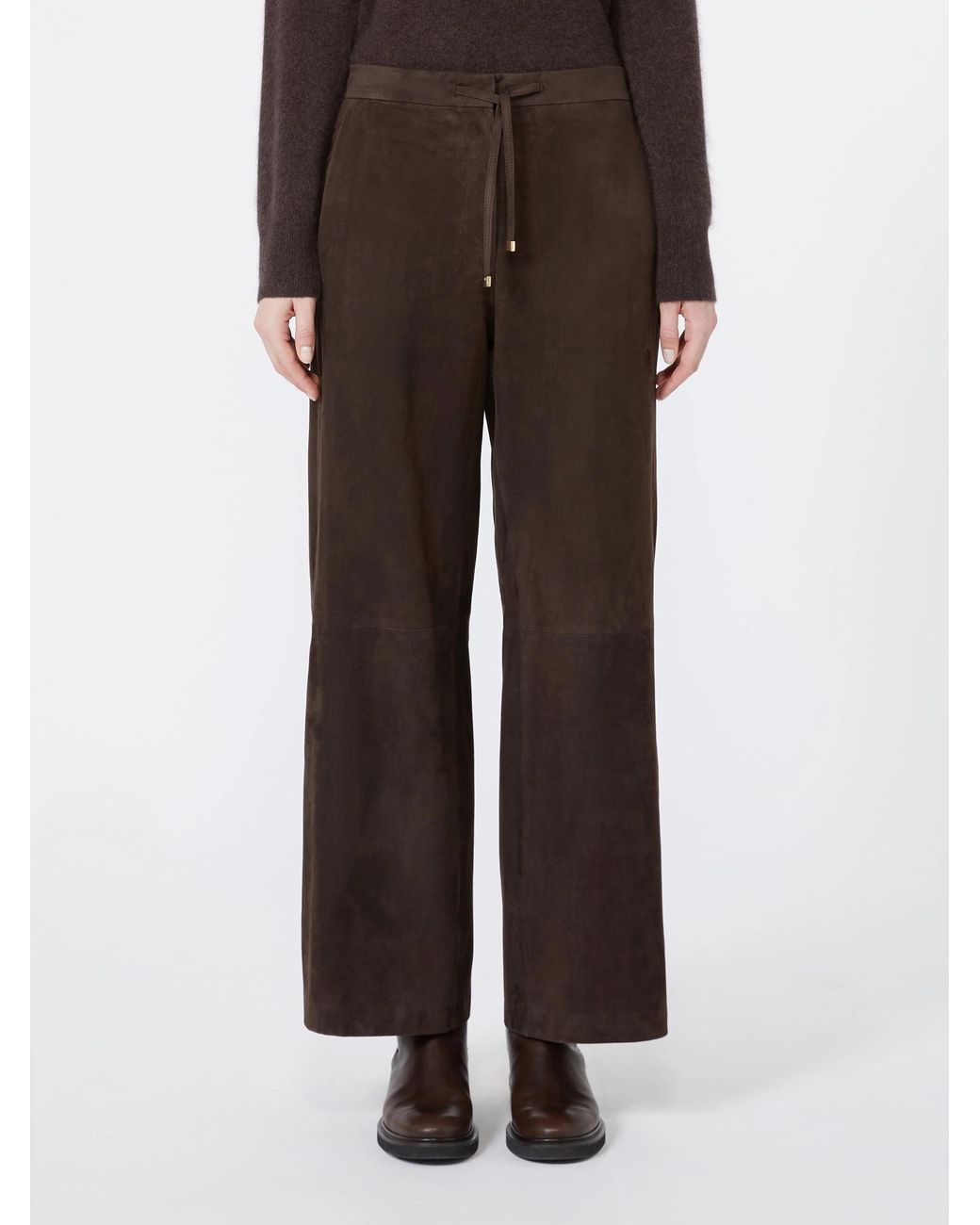 Max Mara Black 'S Tempio Drawstring Wide-Leg Pants