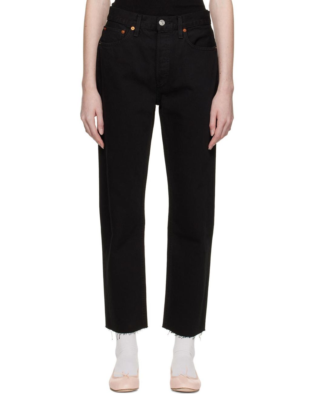 Re/done Black 70S Stove Pipe Jeans