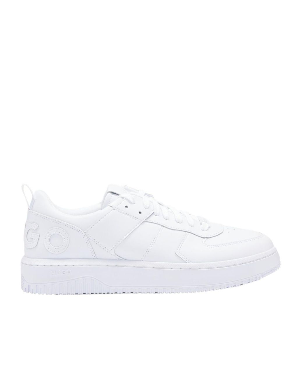 Boss White Logo-Embossed Low-Top Sneakers for men