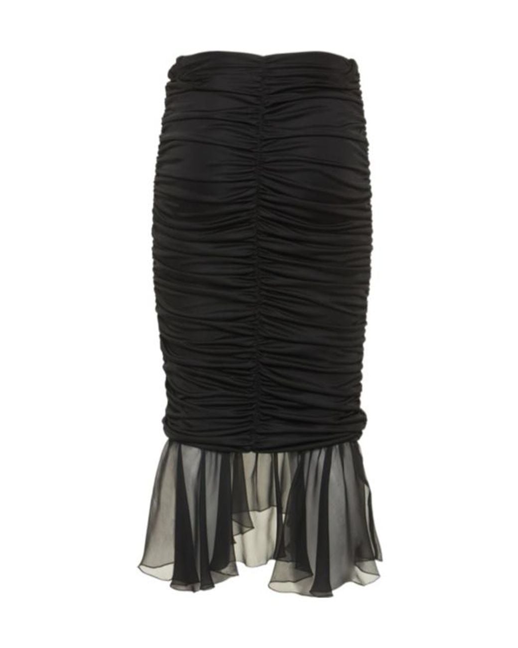 Blumarine Black Jersey Chiffon Draped Midi Skirt