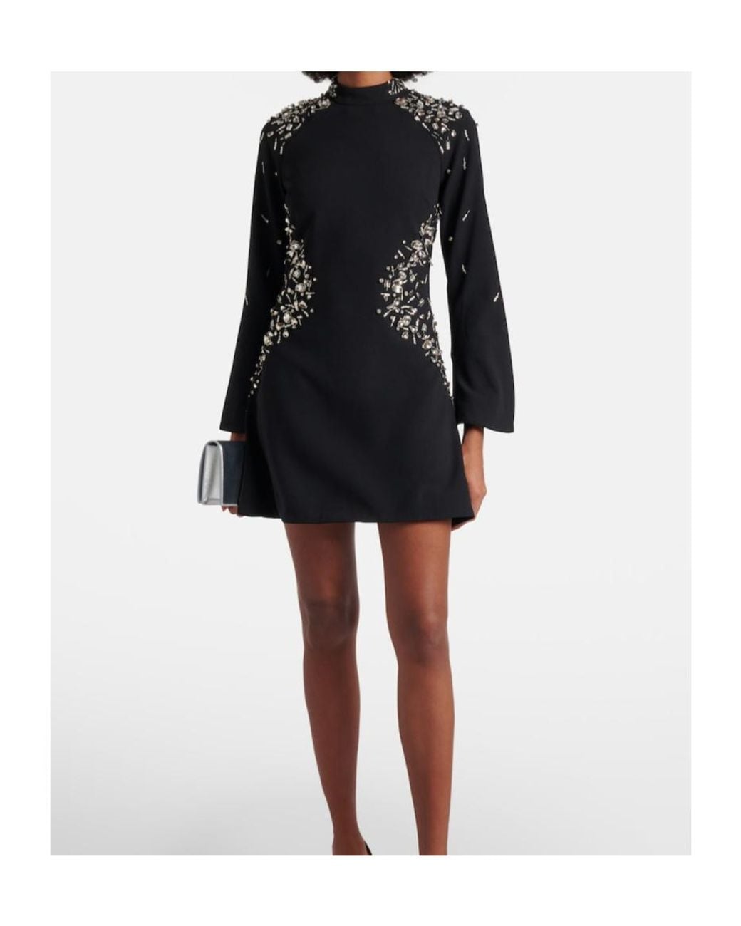 Jonathan Simkhai Black Carla Embellished Crepe Minidress