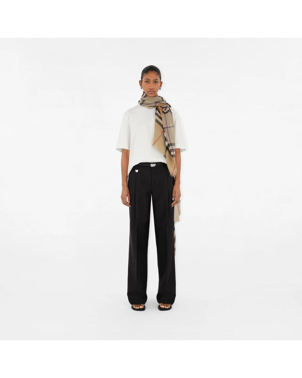 Burberry Natural Check Printed Frayed Edge Scarf for men