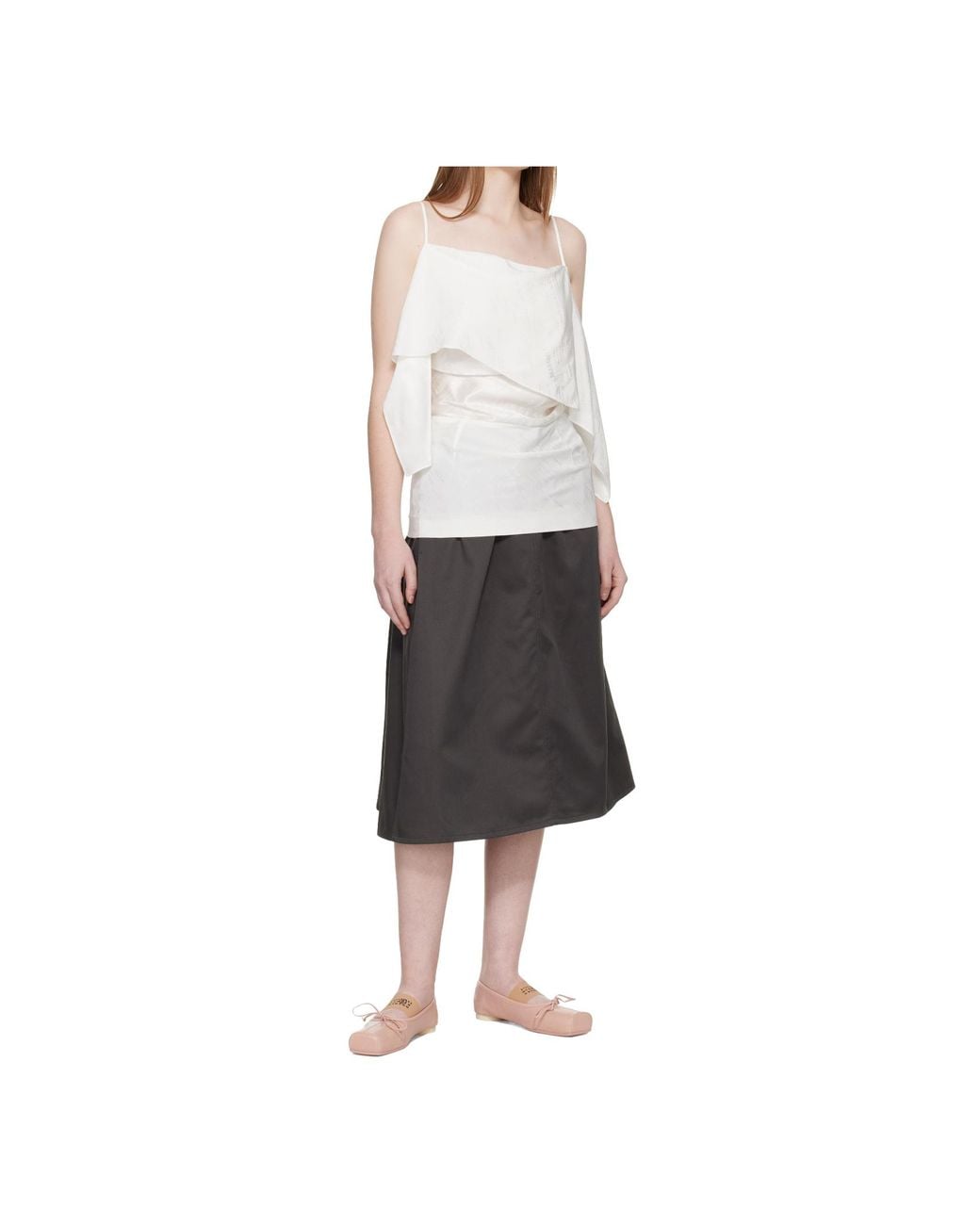 MM6 by Maison Margiela Pink Square-Toe Bow Ballet Flats