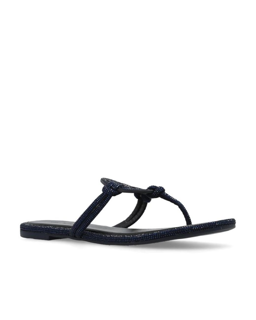 Tory Burch Brown Miller Pavé Embellished Thong Slippers