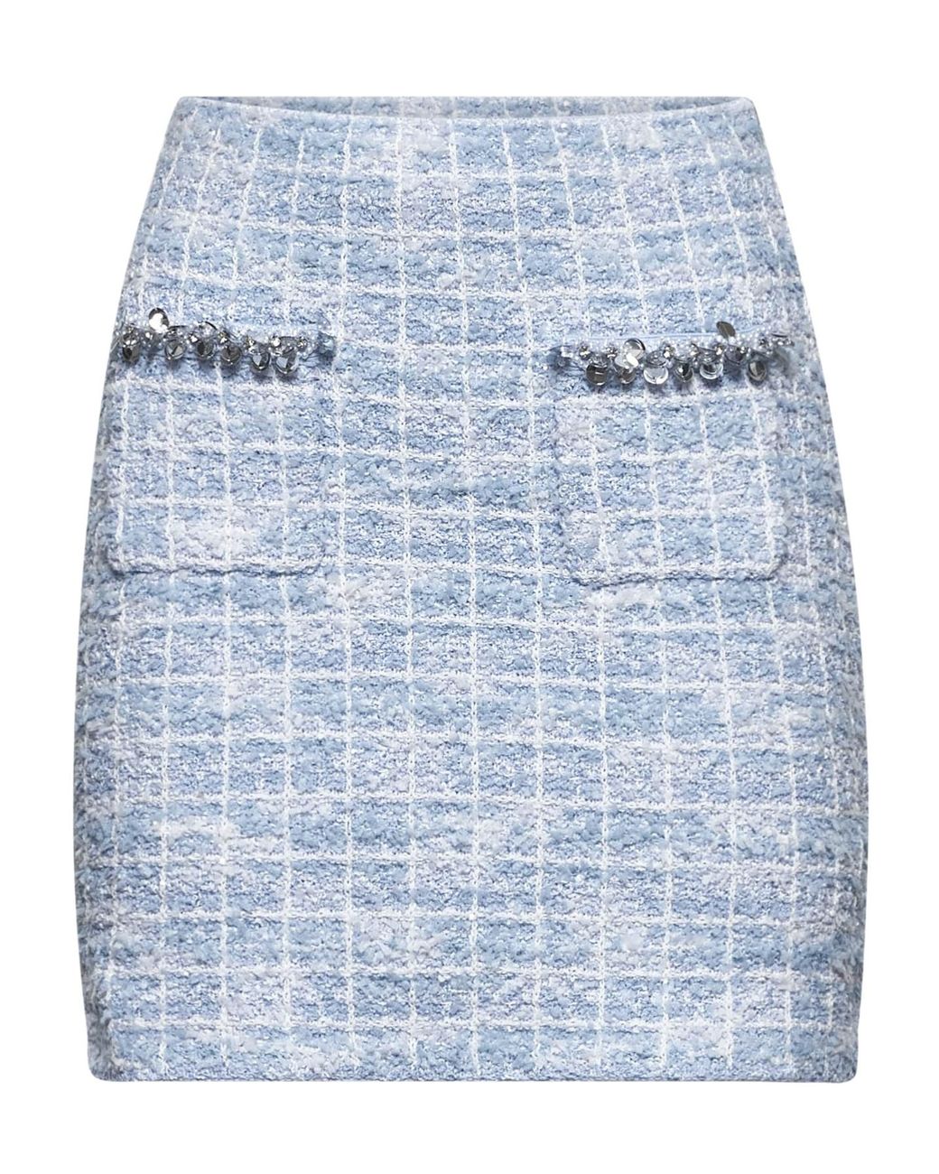 Self-Portrait Blue Tweed Mini Skirt