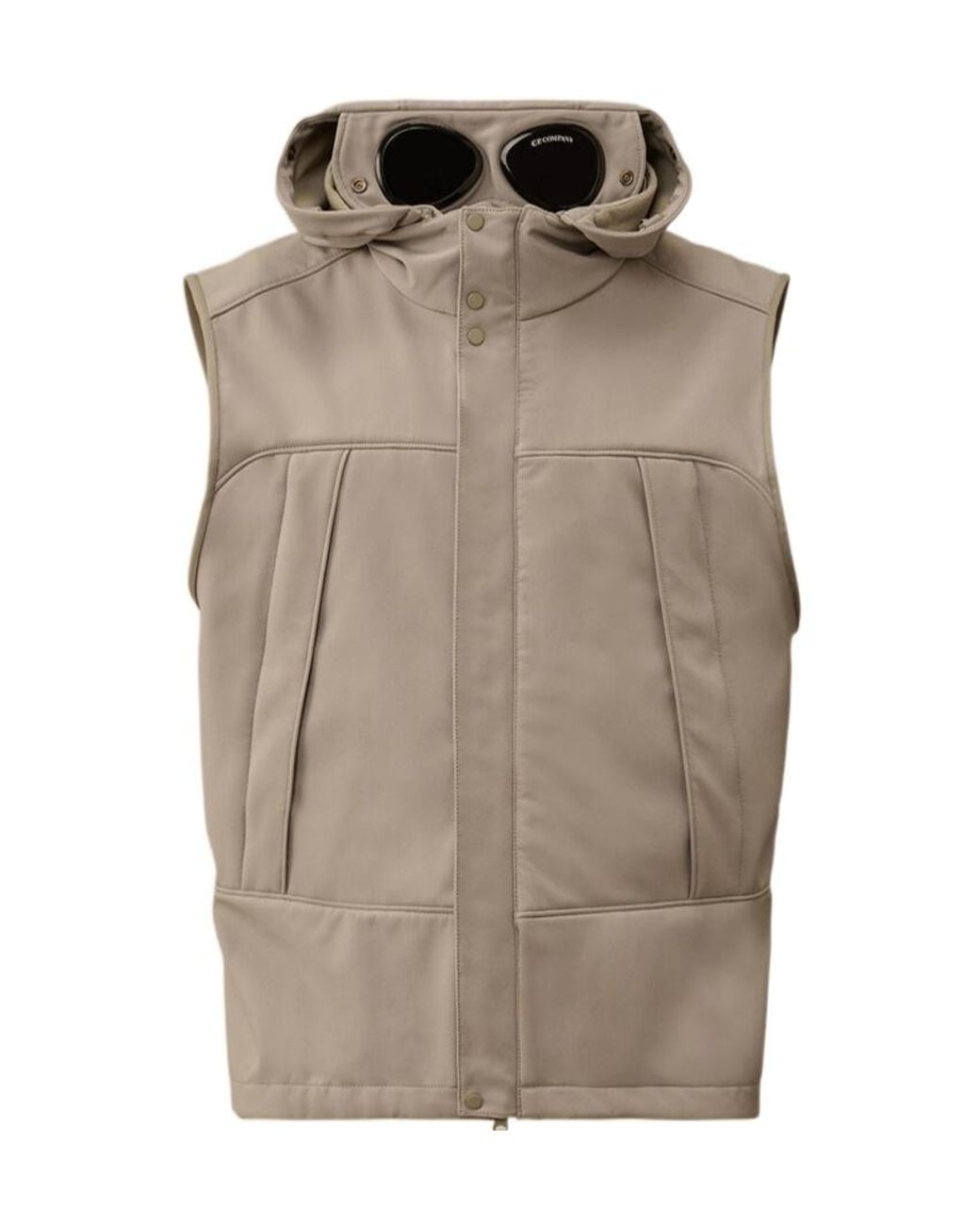 C P Company Brown Goggle Hooded Vest for men