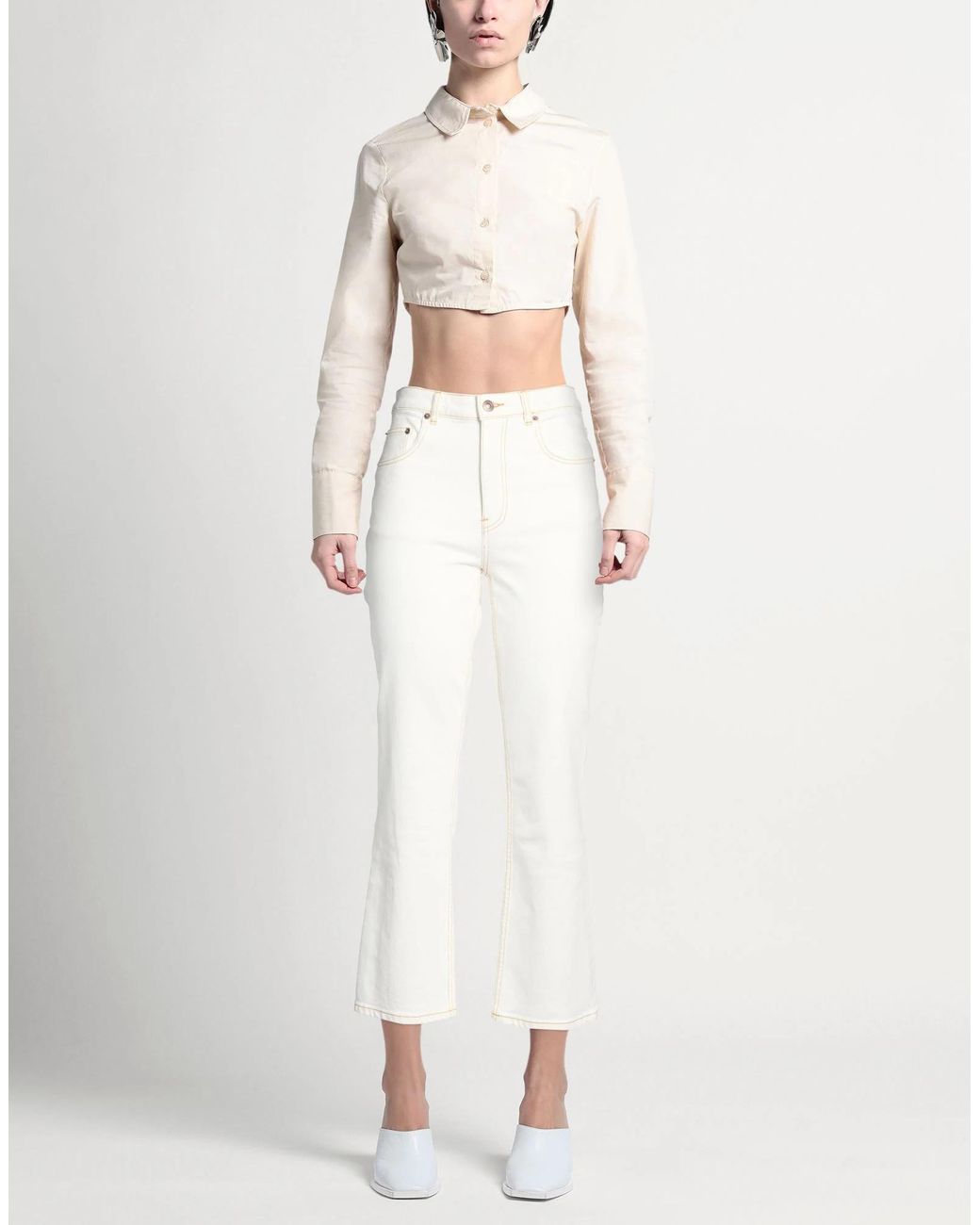 Tory Burch White Colored Flared Jeans