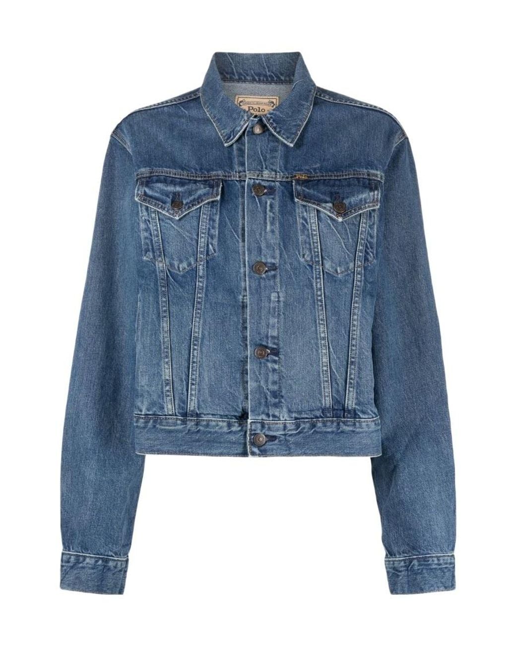 Polo Ralph Lauren Blue Logo Patch Cropped Jacket