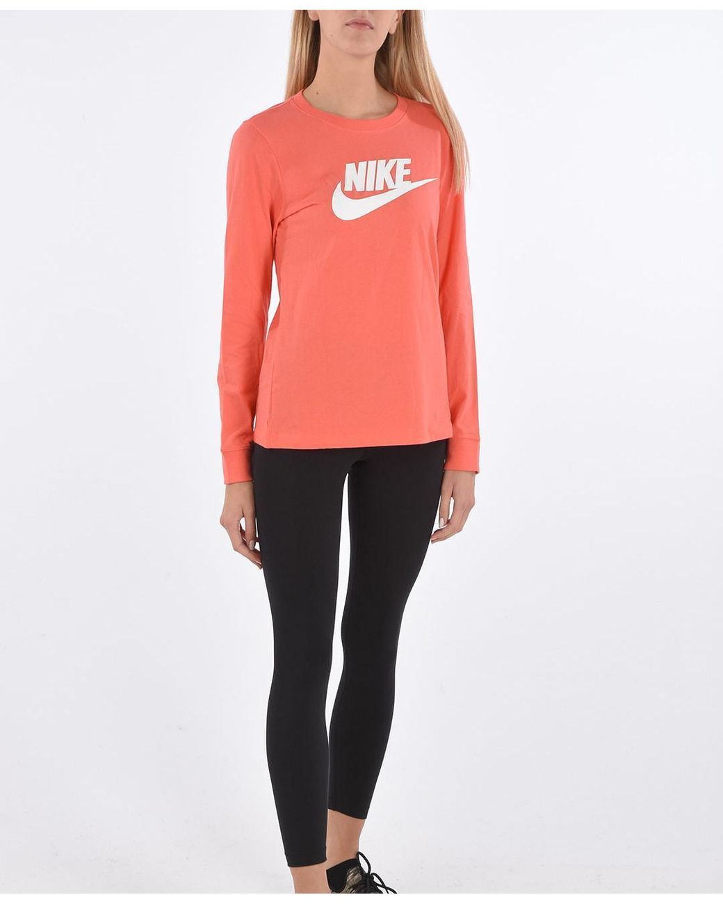 Nike Red Logo-Print Long-Sleeve T-Shirt
