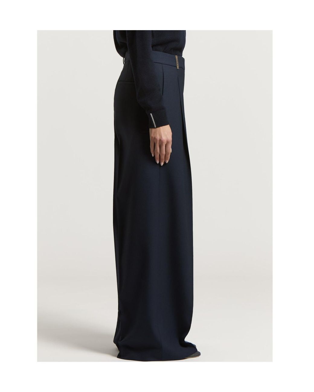 Peserico Black Pleated Wide-Leg Pants