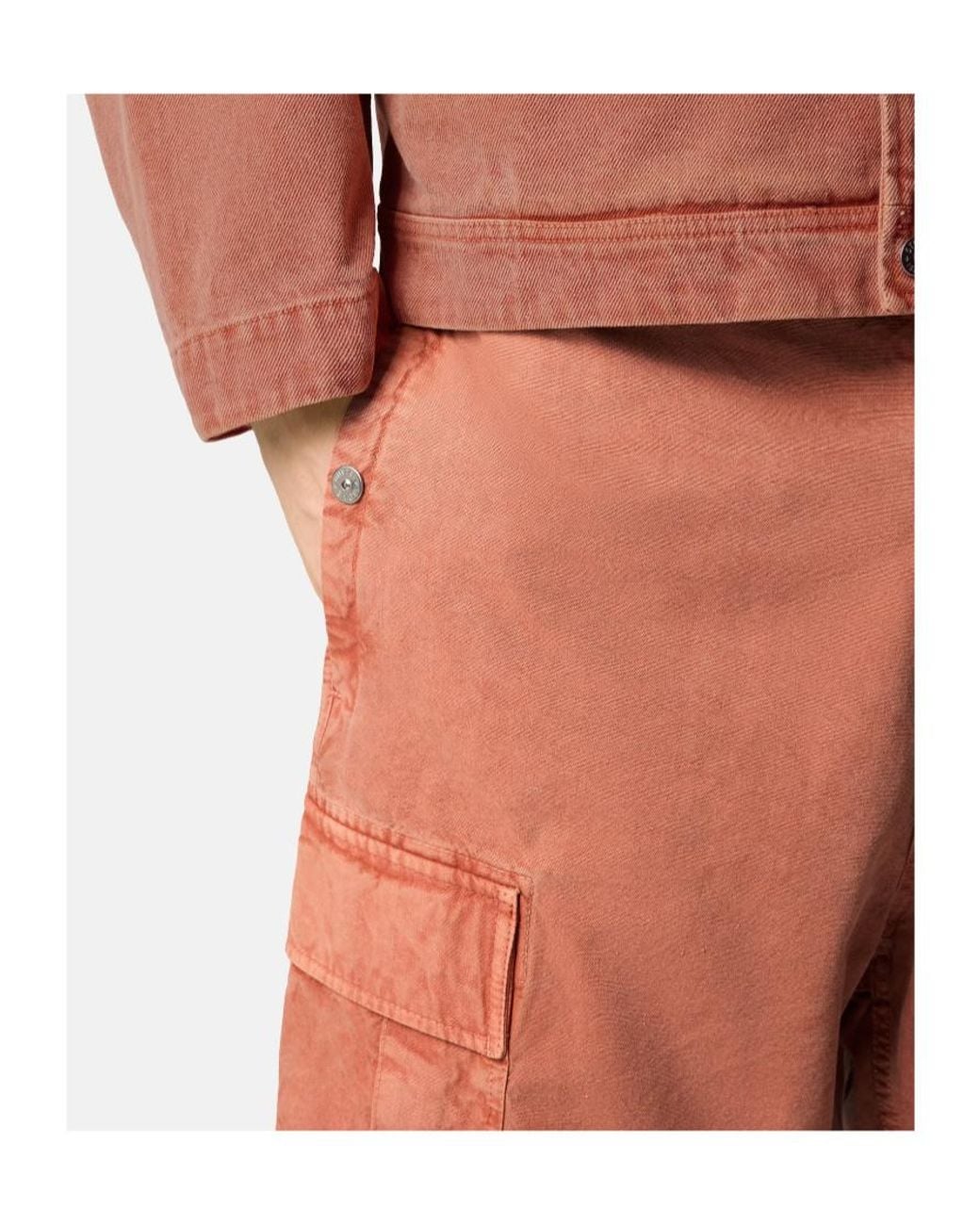 Stone Island Orange Loose-Fit Cargo Trousers With Drawstring Cuffs for men