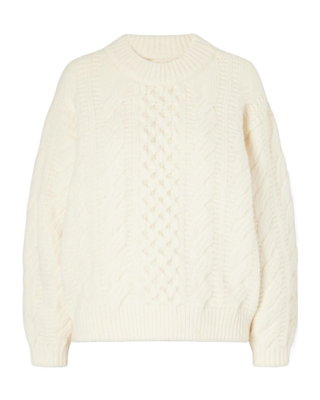 Doen White Cable-Knit Wool And Cashmere-Blend Sweater