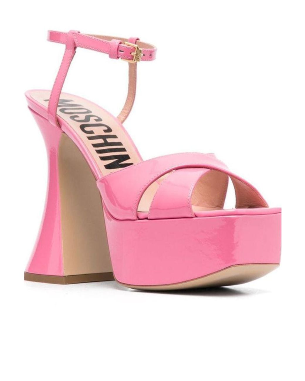 Moschino Pink Crossover Strapped Platform Sandals