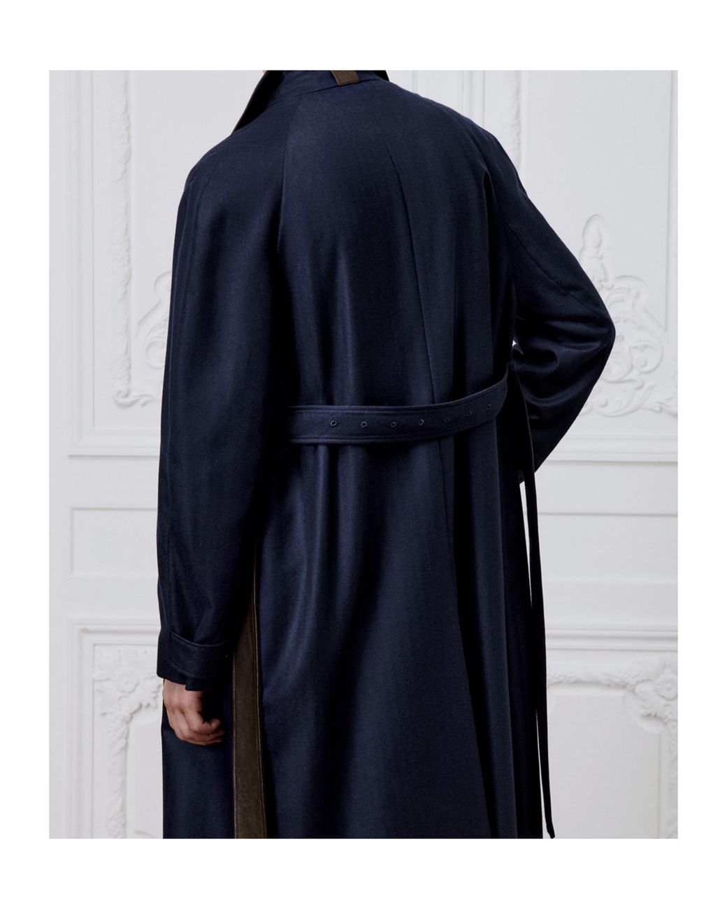 Dior Blue Icons Coat With Leather Collar for men