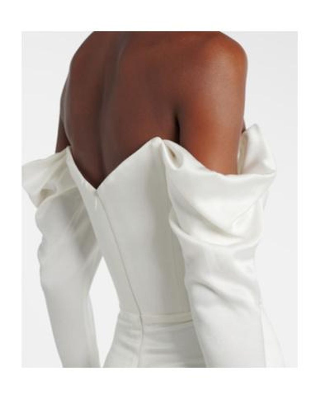 Alex Perry White Bridal Off-Shoulder Crêpe Satin Bustier Gown