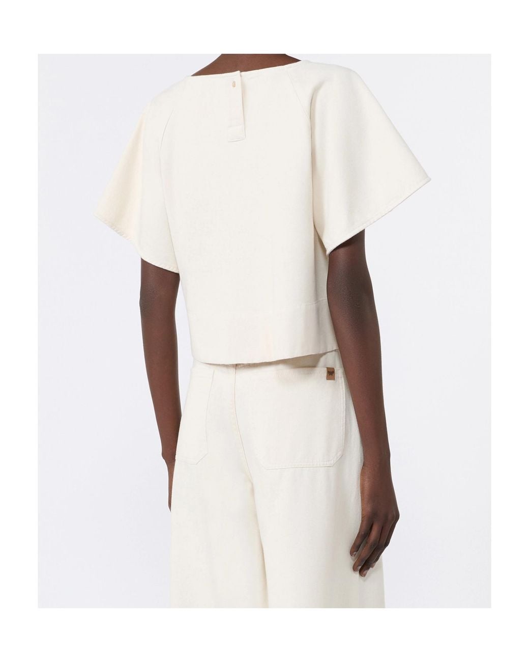 Weekend by Maxmara White Cropped Cotton Blouse