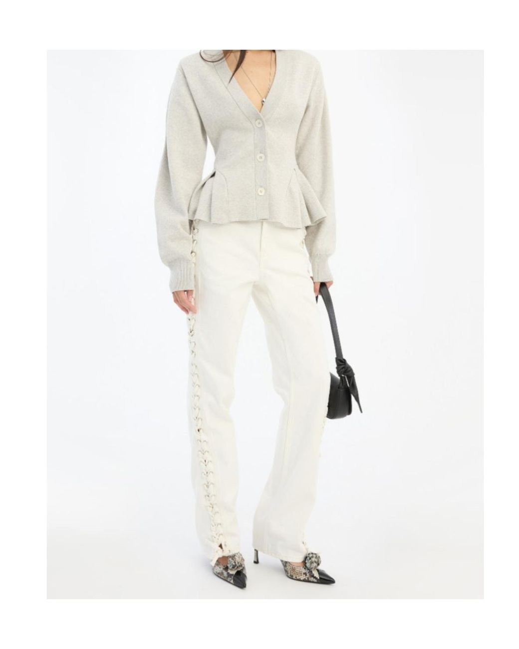 ROTATE BIRGER CHRISTENSEN White Logo Patch Laced Jeans