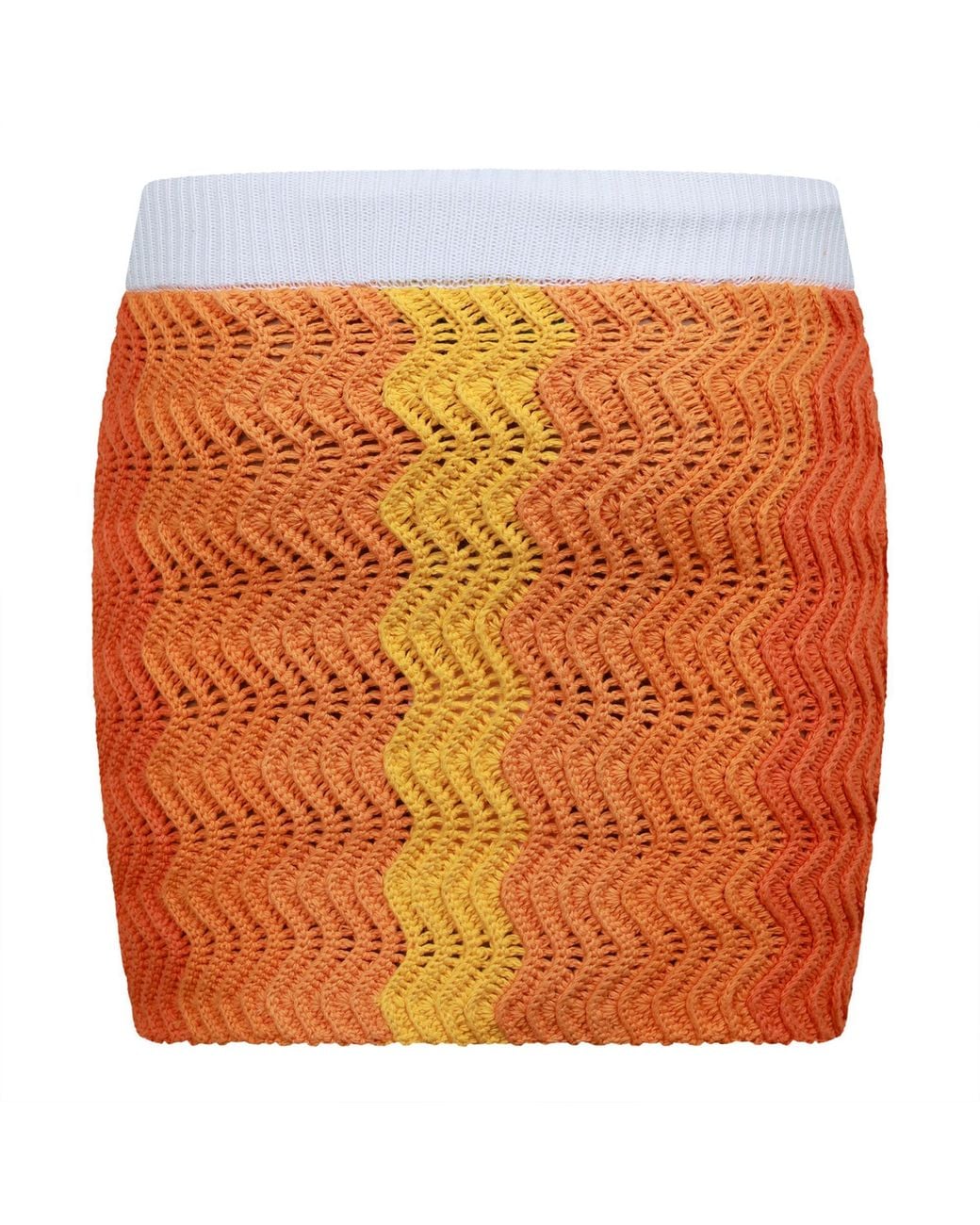Casablanca Orange Crochetknit Mini Skirt
