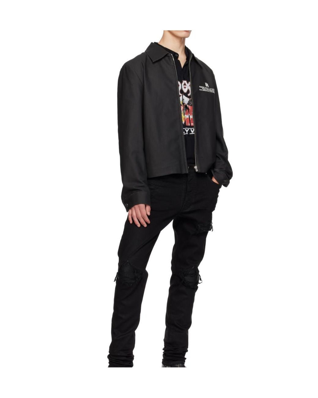 Amiri Black Logo Zip-Up Jacket for men