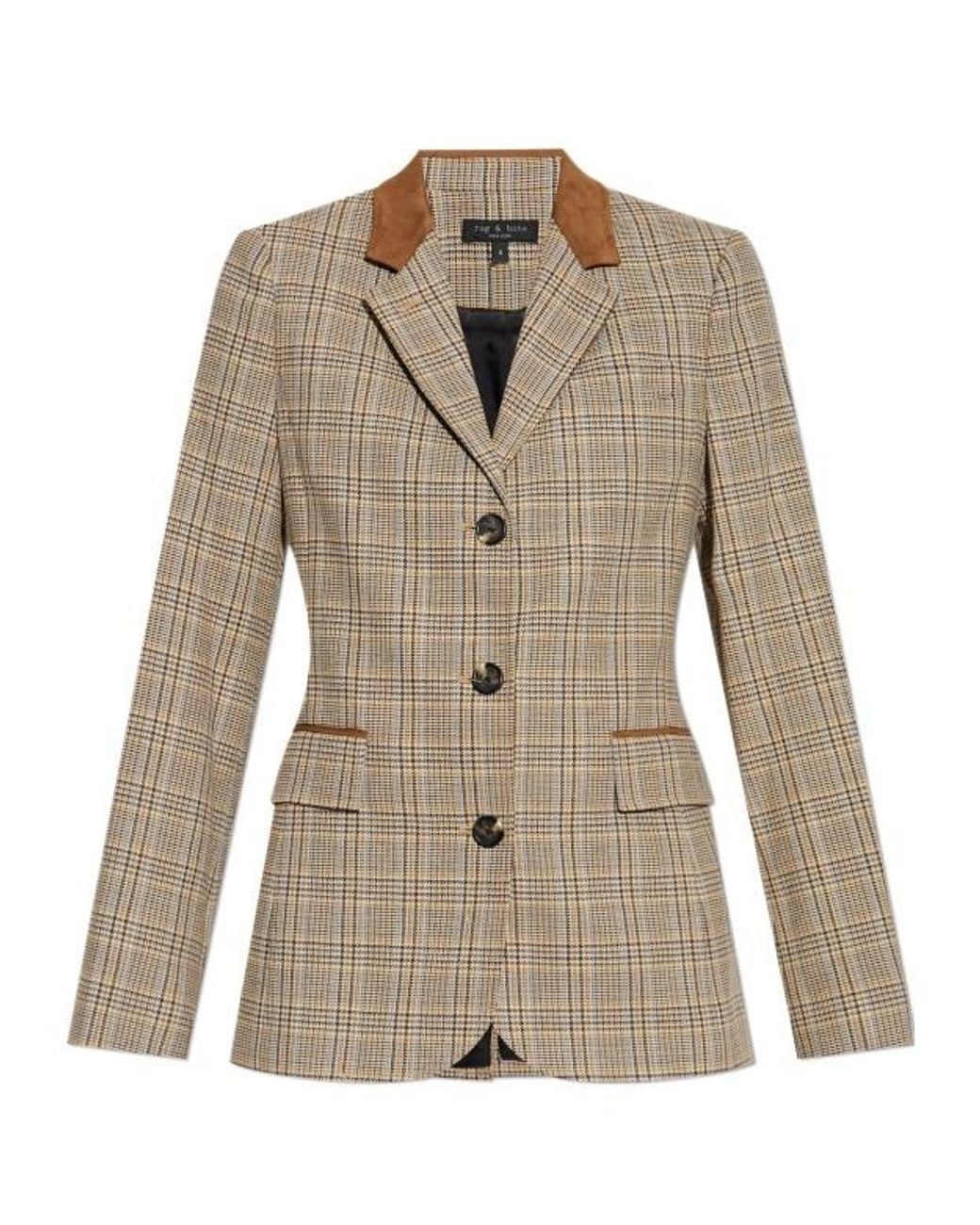 Rag & Bone Natural Checked Suede-Trimmed Jacket