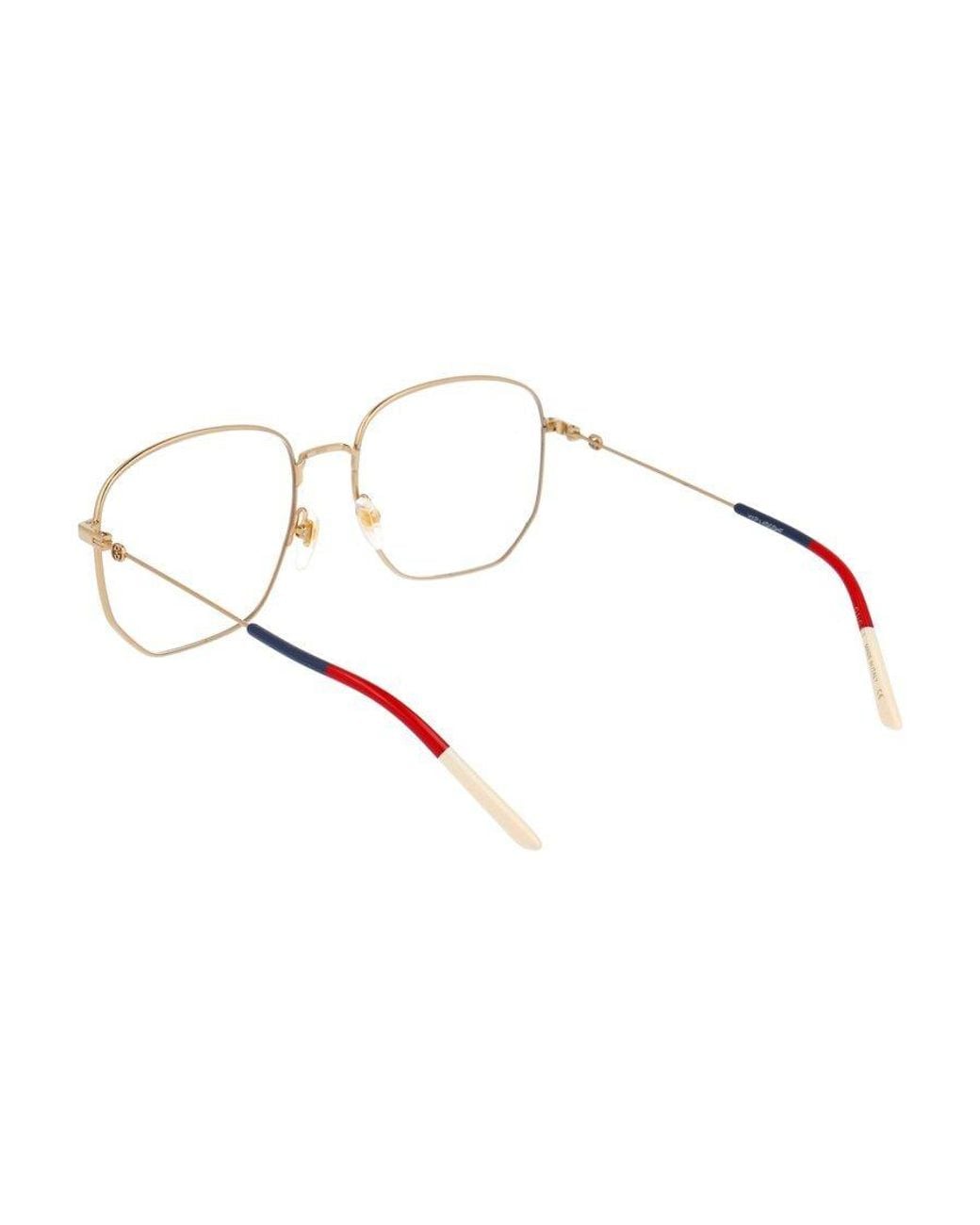 Gucci White Eyewear Hexagonal Framed Glasses