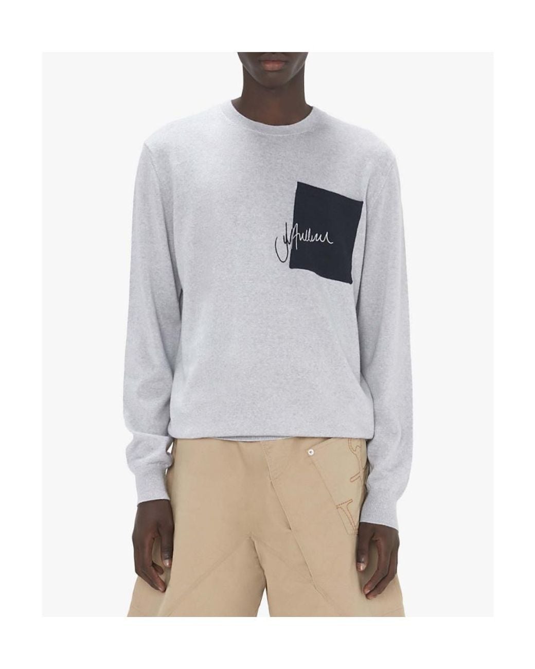 J.W. Anderson Gray Jw Anderson Logo Embroidered Knit Jumper for men