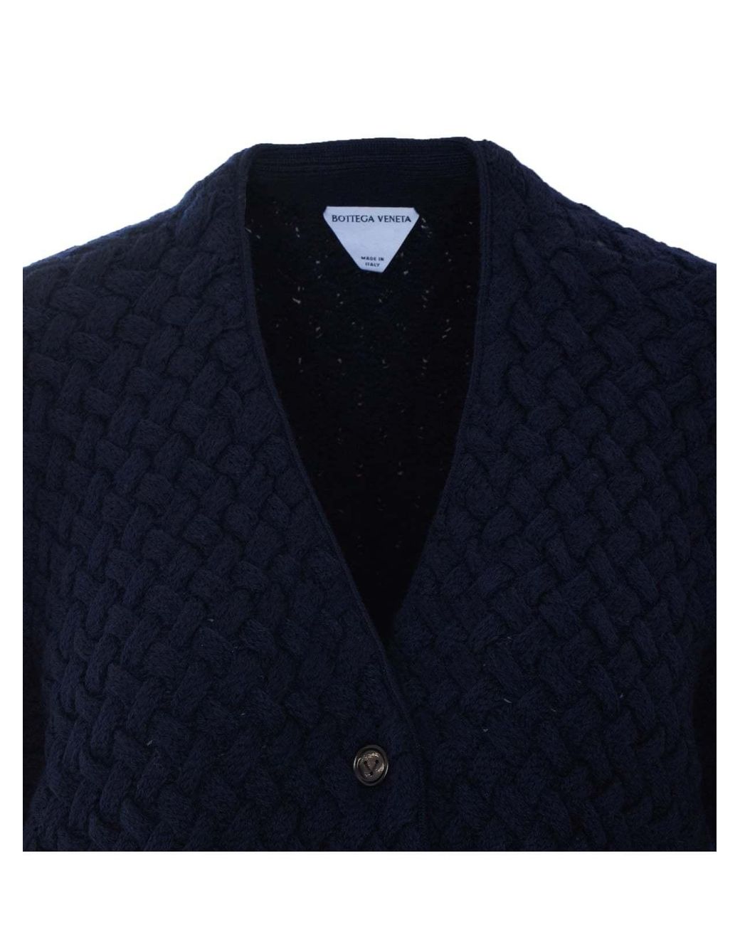 Bottega Veneta Blue Intrecciato Knit Cardigan