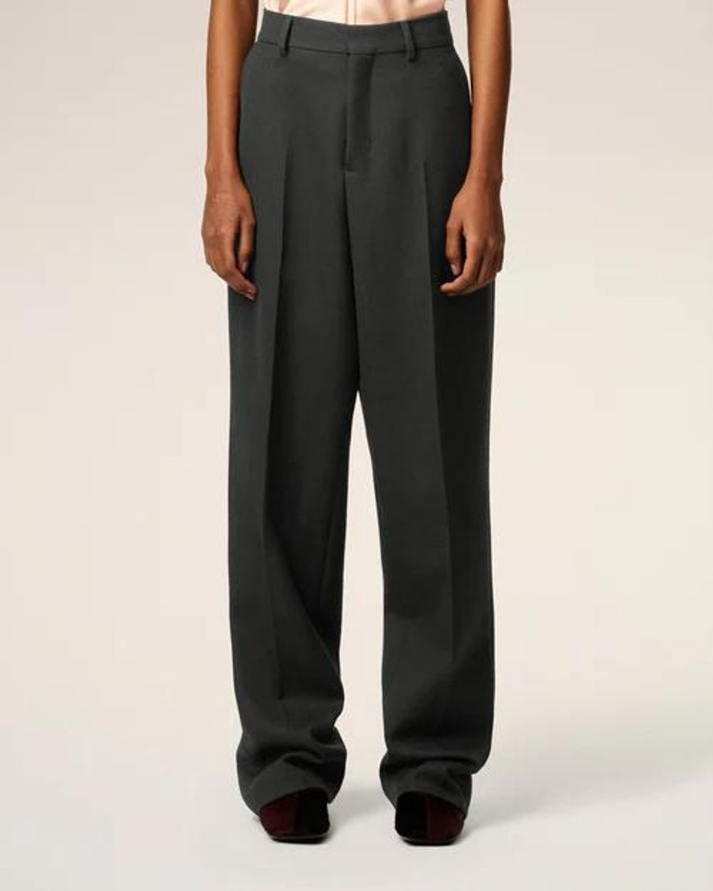 AMI Black Pressed-Crease Trousers