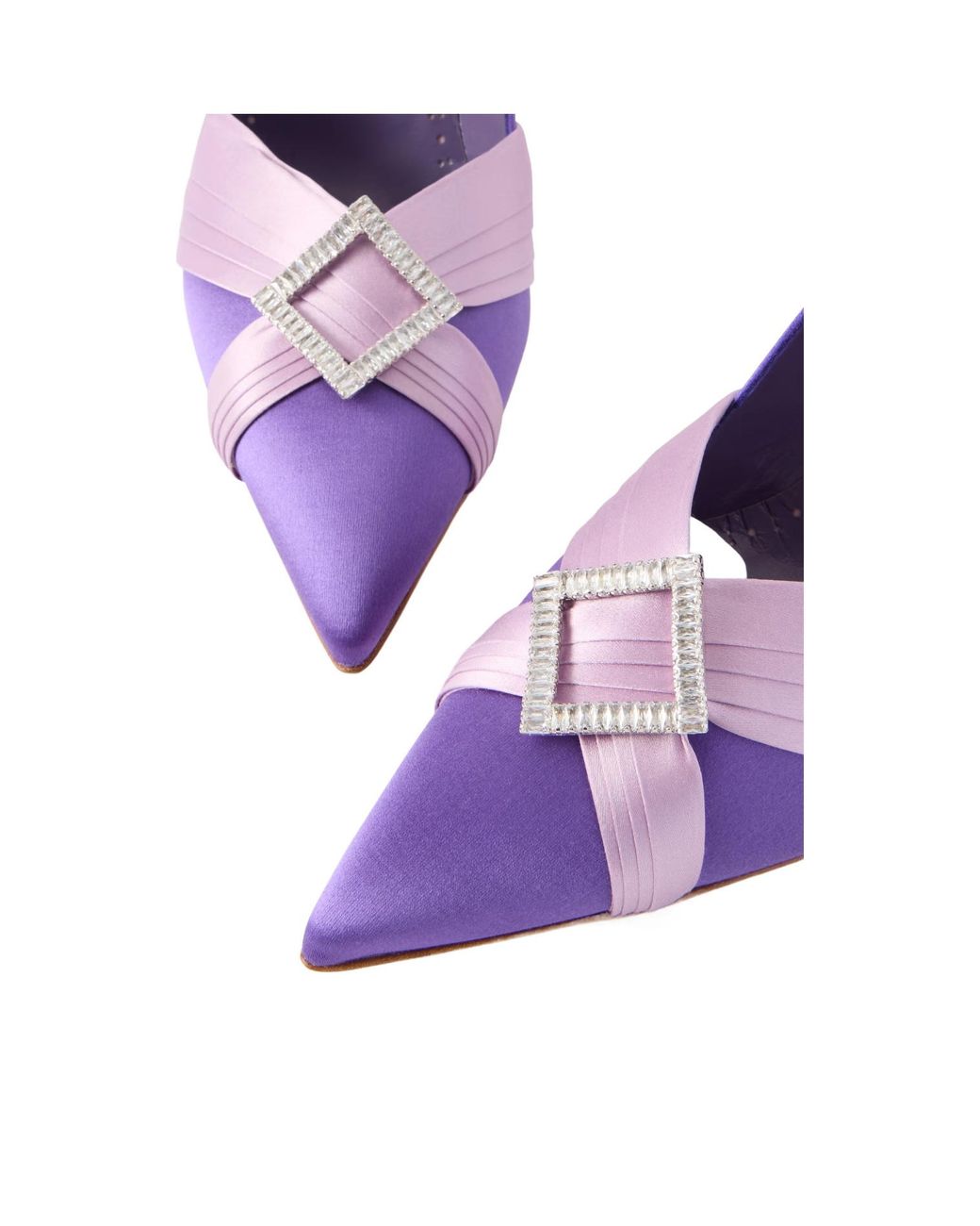 Manolo Blahnik Purple Embellished Two-Tone Satin Pumps