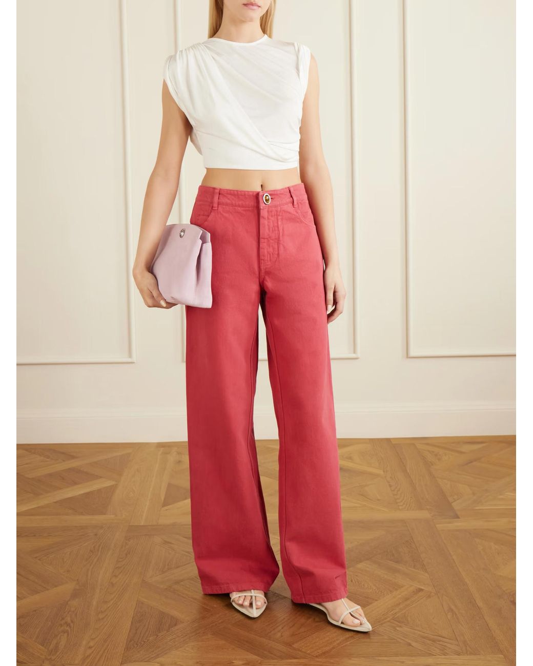 Christopher Esber Pink Front-Botton Wide-Leg Jeans