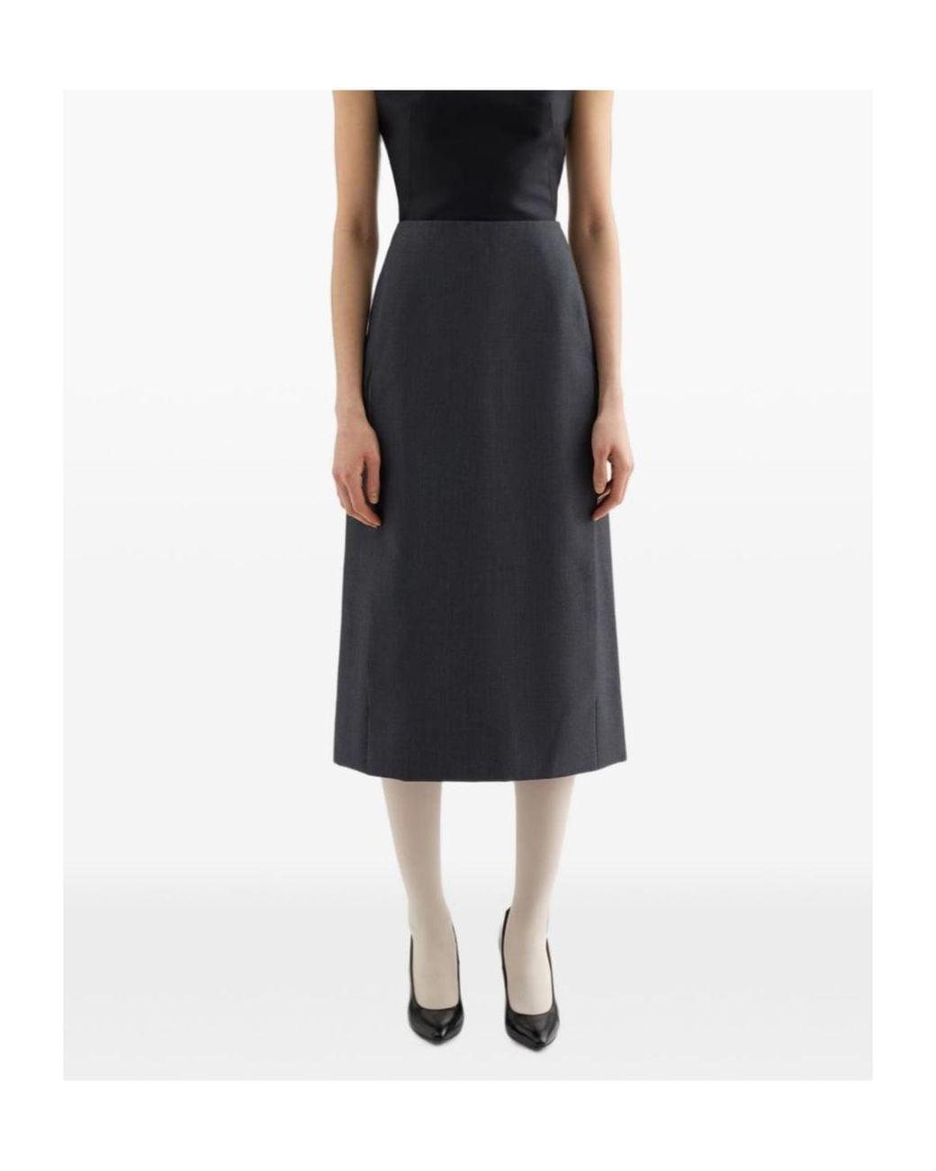 Jil Sander Gray Front Slit Maxi Skirt