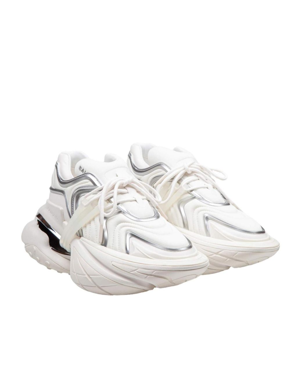 Balmain White Unicorn Wave Panelled Sneakers for men
