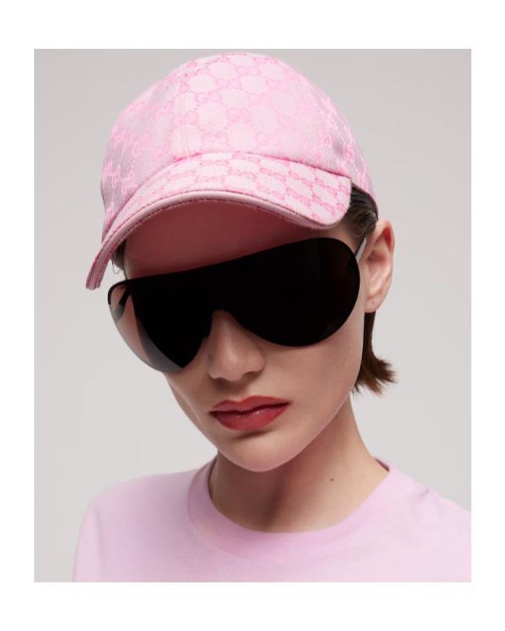 Gucci Pink Gg Cotton Canvas Baseball Hat