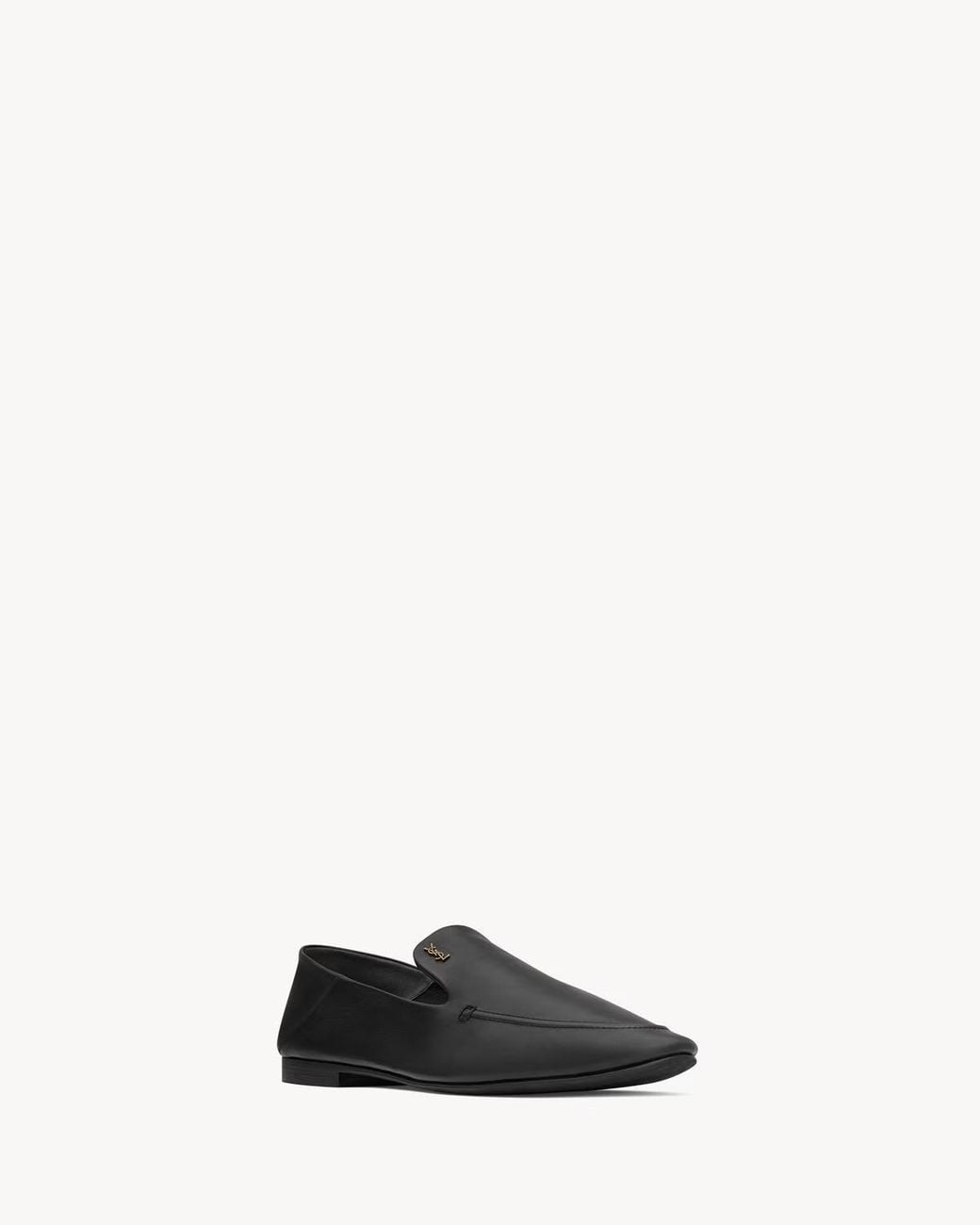 Saint Laurent Black Logo-Plaque Loafers for men