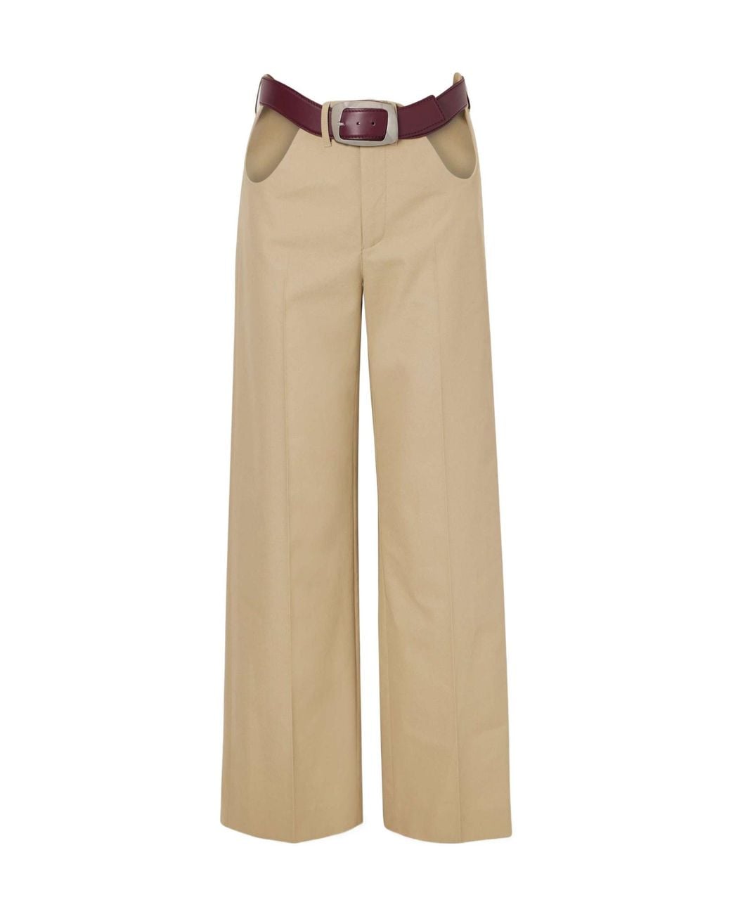 Jean Paul Gaultier Natural Cut-Out Mid-Rise Straight-Leg Cotton Pants