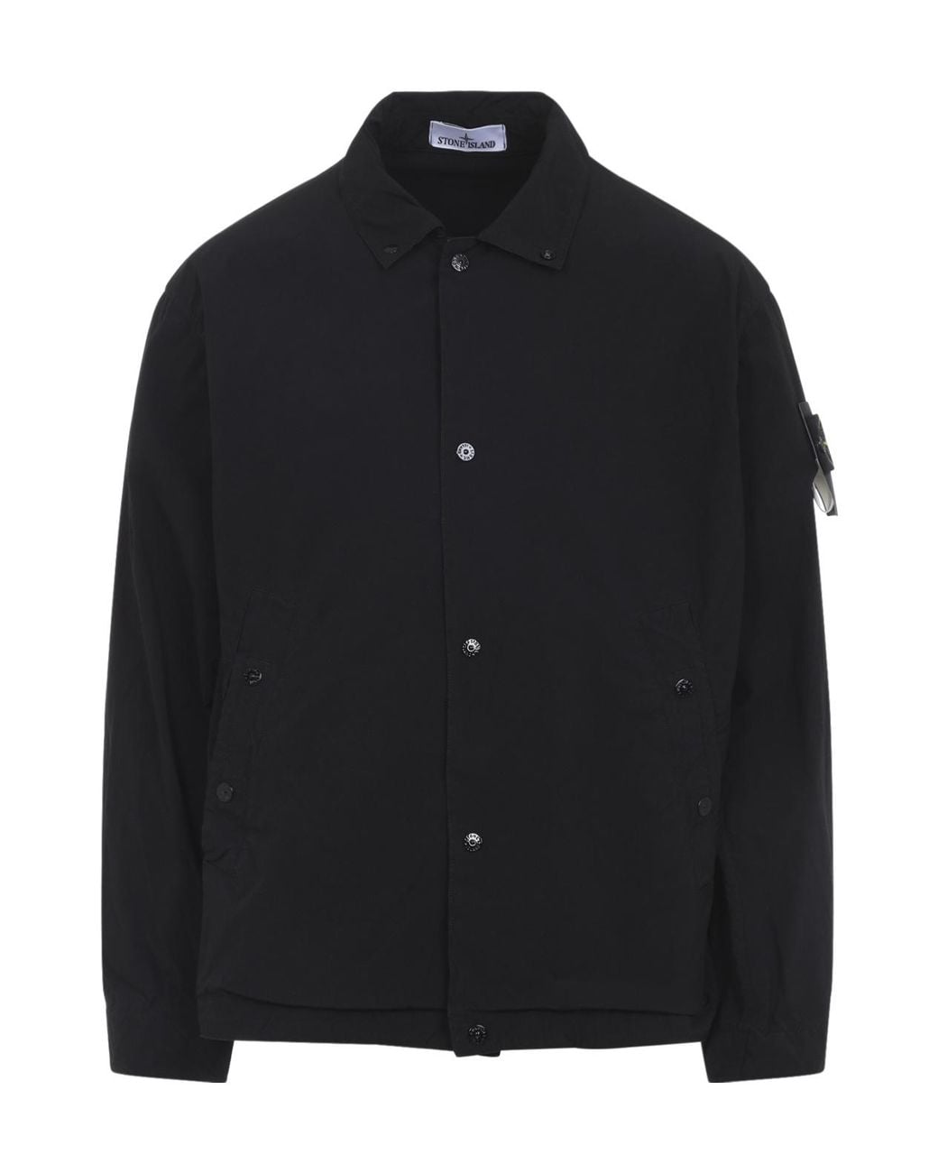 Stone Island Black Logo Patch Buttoned Jacket for men