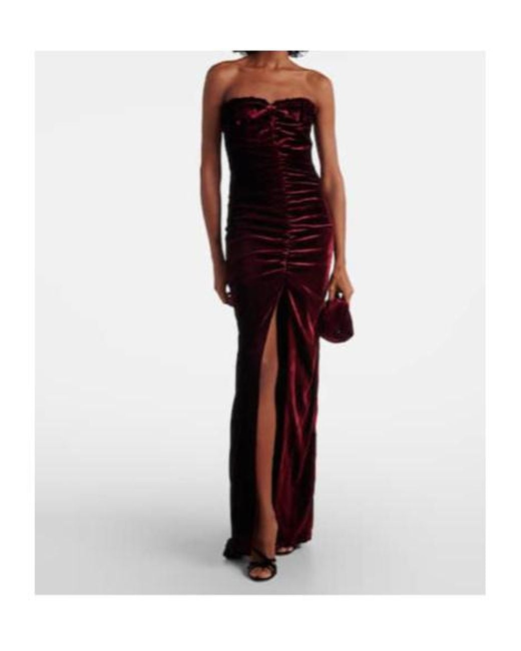 Alessandra Rich Red Bow-Knot Pleated Velvet Dress
