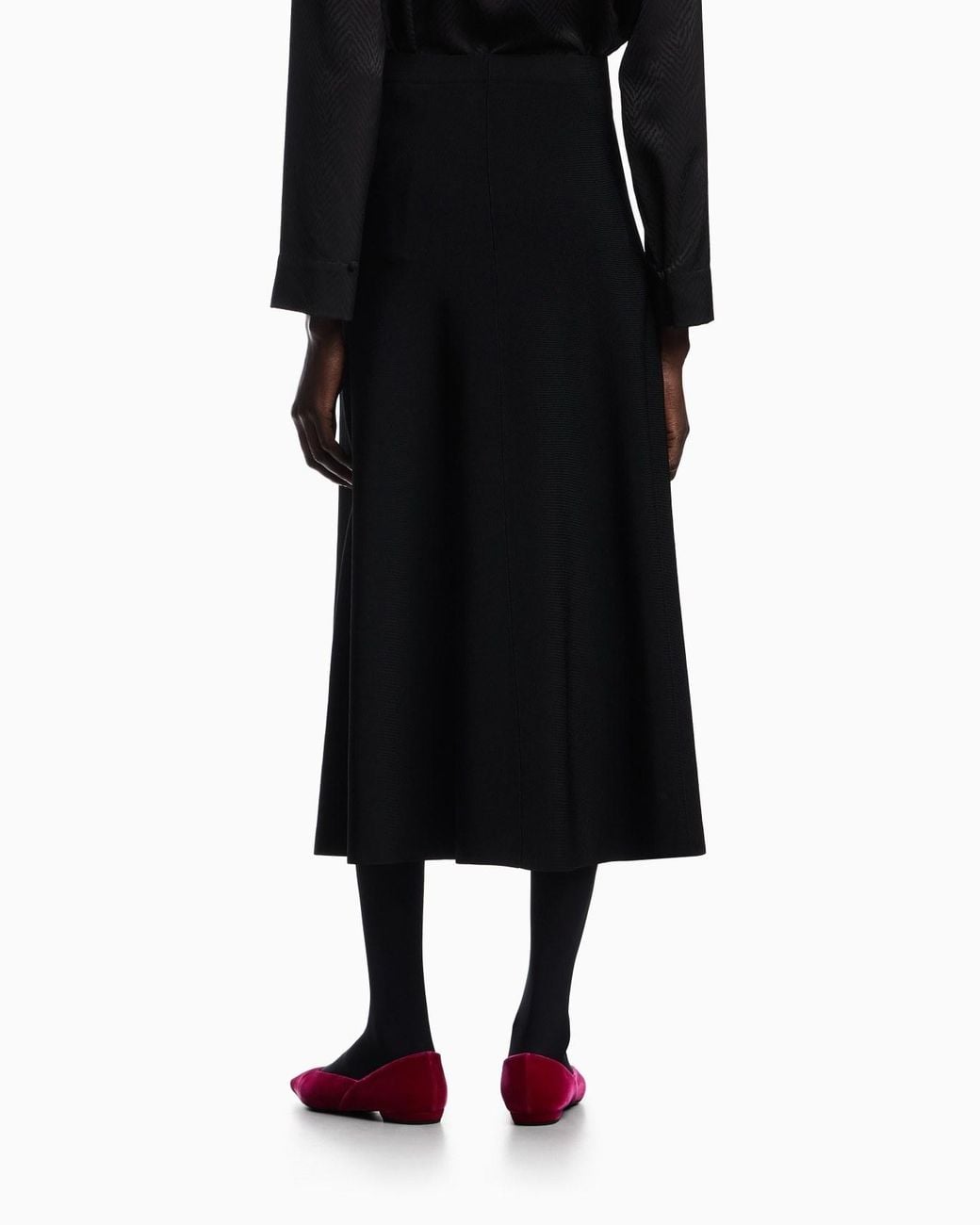 Emporio Armani Black Flared Hem A-Line Skirt