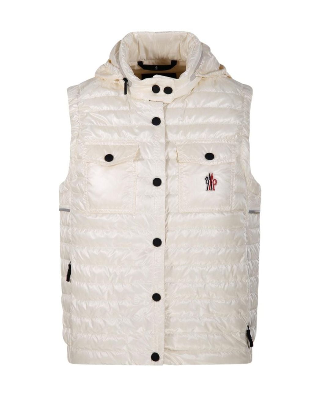 Moncler White Grenoble Logo Patch Padded Gilet