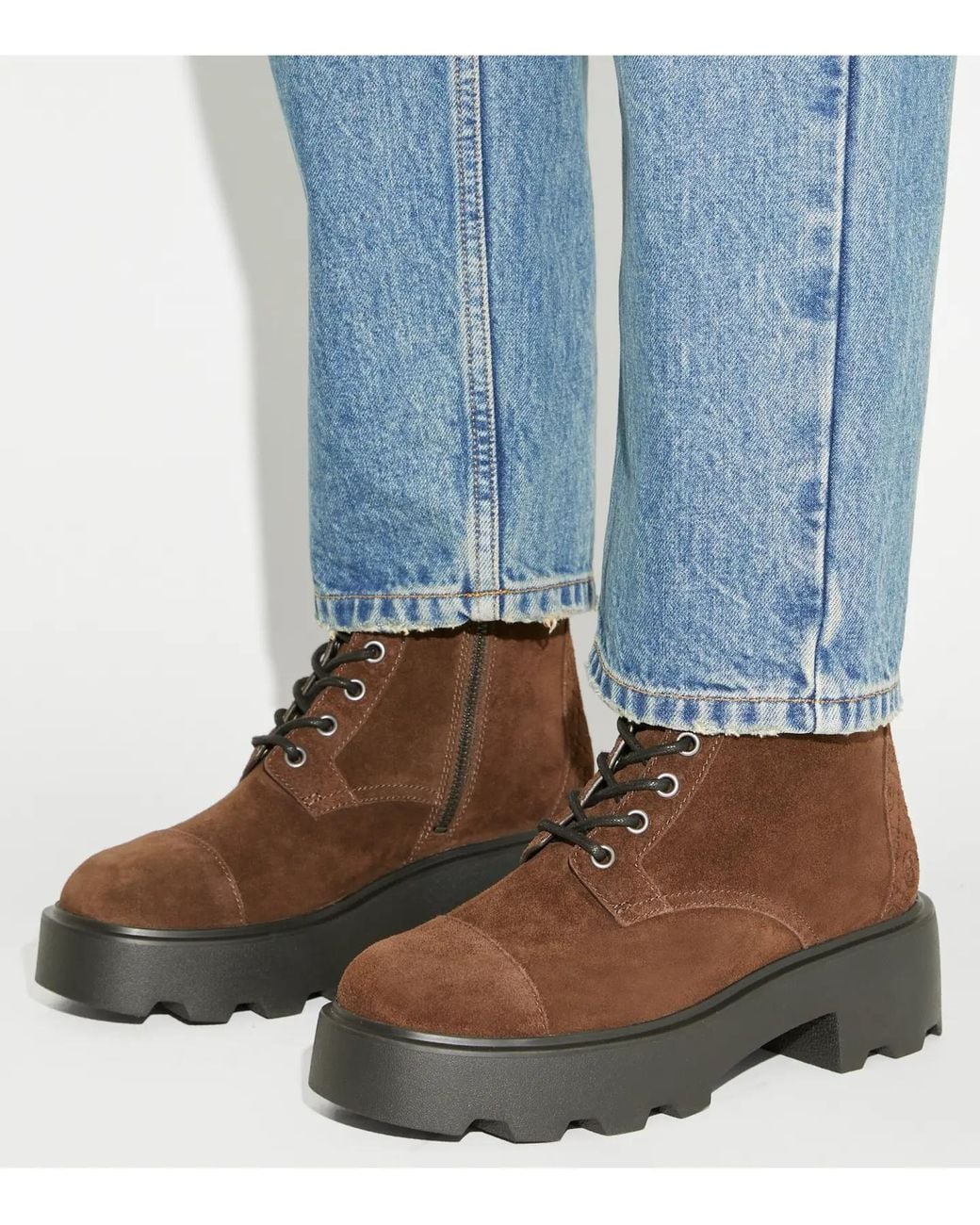 Tory Burch Brown Chunky-Sole Lace-Up Ankle Boots