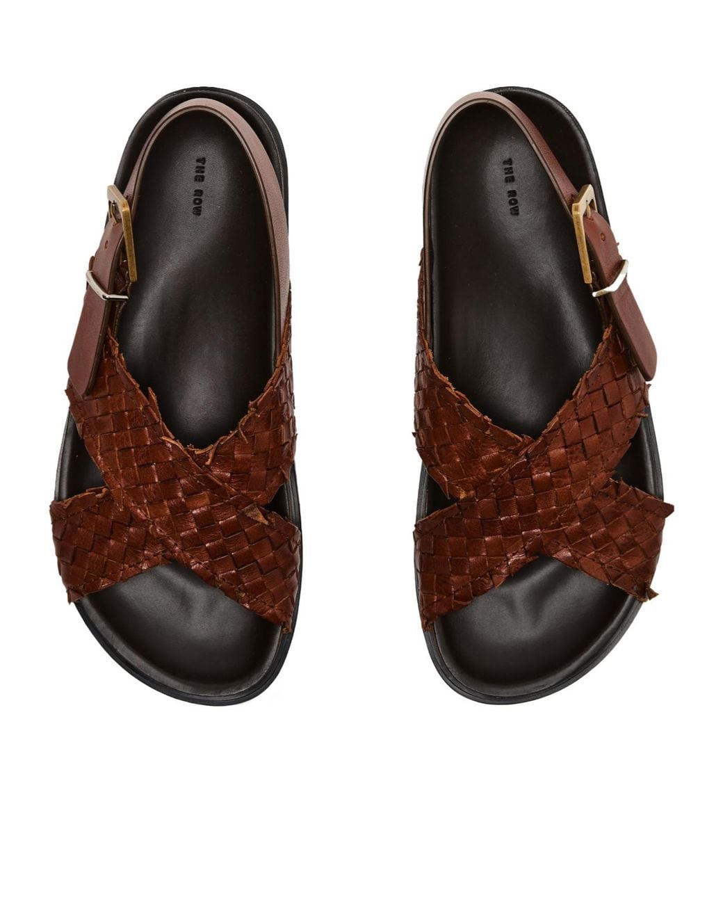 The Row Brown Buckled Leather Sandals